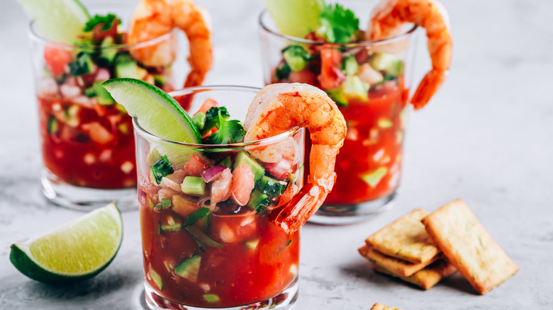 Three shrimp cocktails