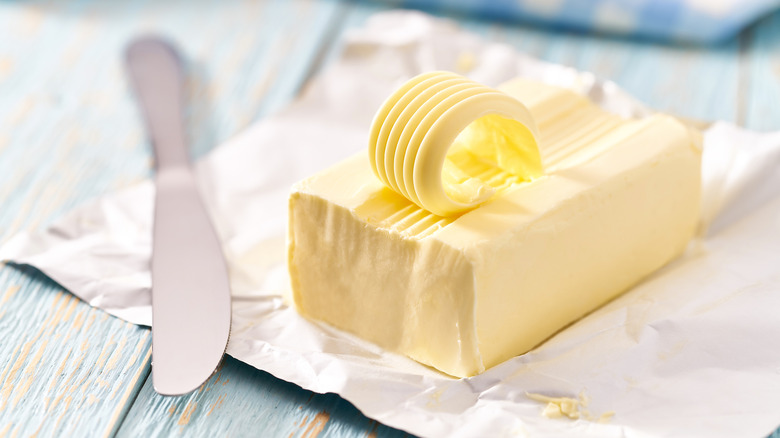Block of creamy butter
