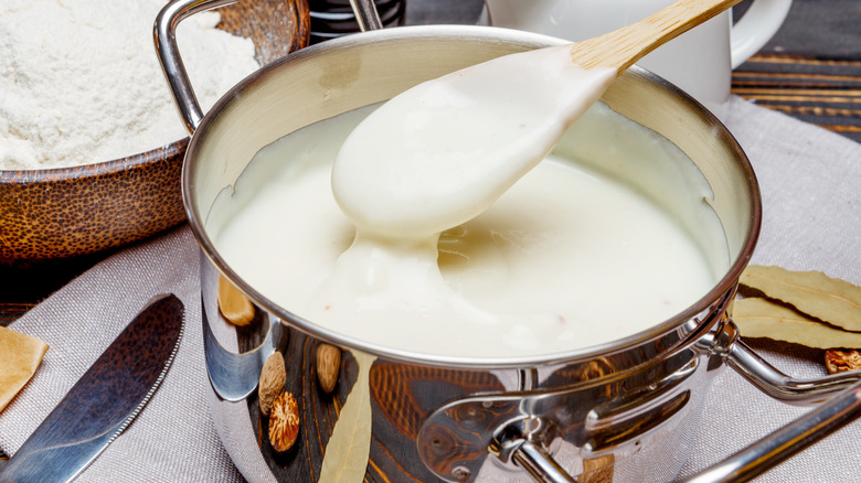 bechamel sauce in pot