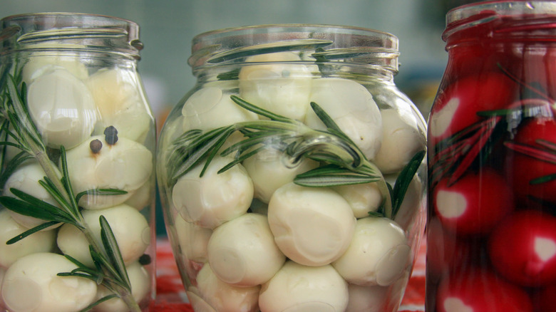 Pickled eggs with herbs