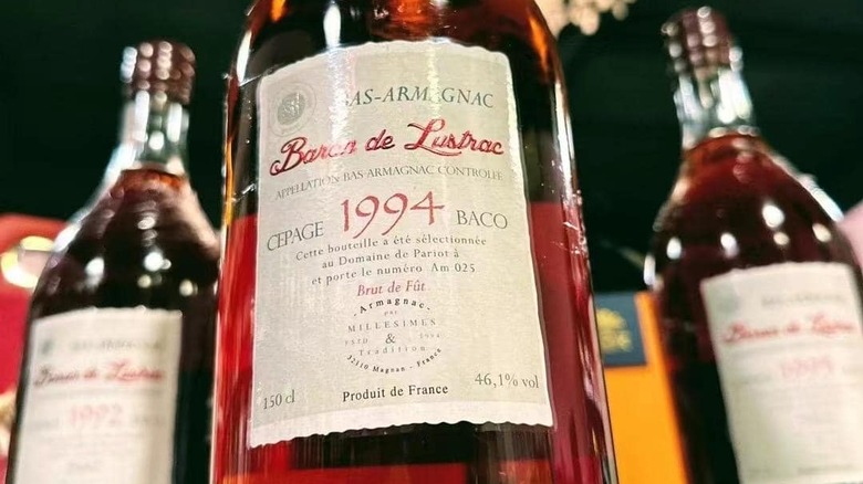 bottle of Baron de Lustrac vintage armagnac