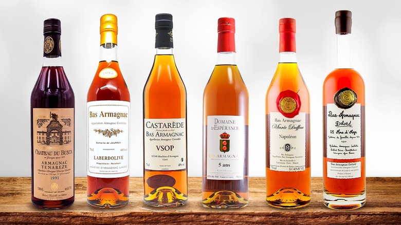 range of Armagnac bottles