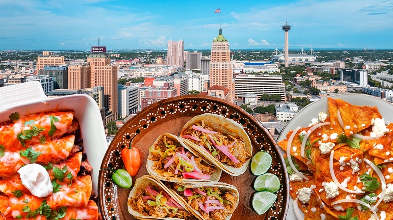 Mexican dishes, San Antonio backdrop