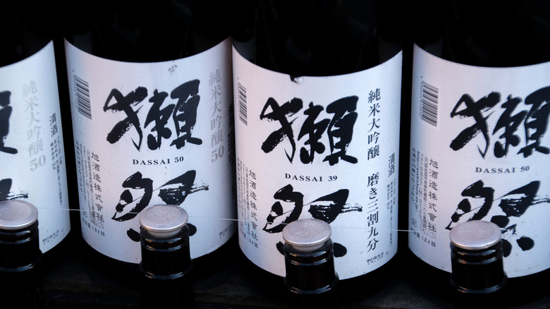 Bottles of Dassai 39 and 50 sake