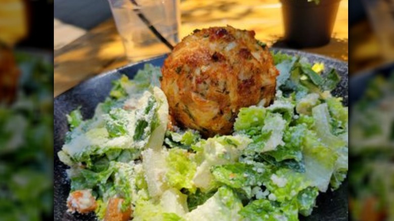 Crab cake Caesar salad