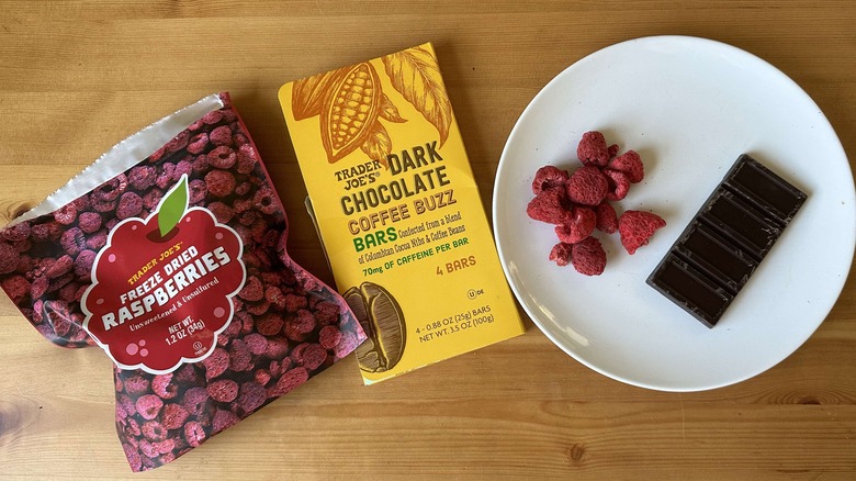 Trader Joe's chocolate and raspberries