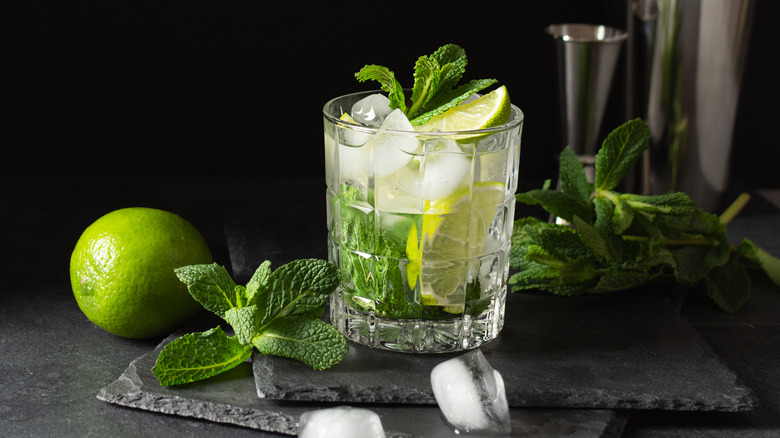 mojito limes mint stone counter