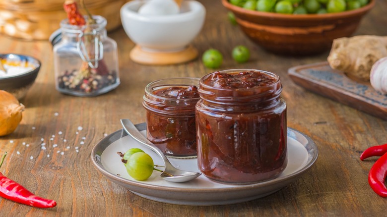 Gooseberry chutney with ingredients