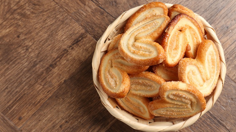 french palmier cookies in a basket