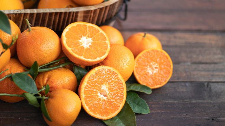 Oranges on table