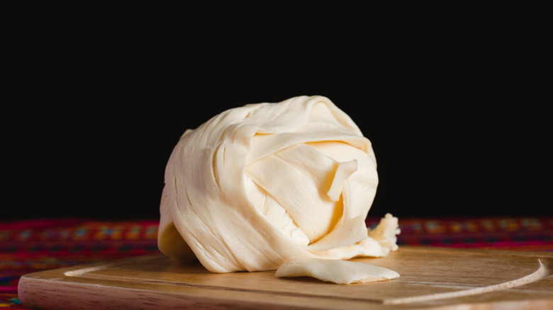 Oaxaca cheese rolled into its distinctive knot shape