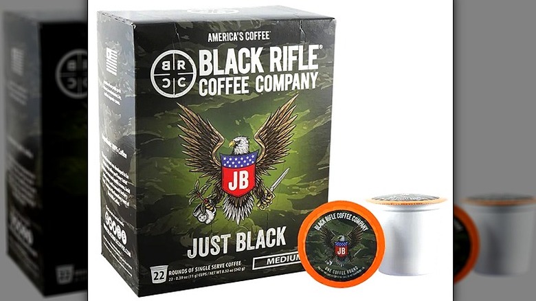 box of Black Rifle Coffee Company Just Black with pod