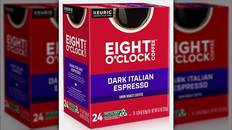 box of Eight O'Clock Dark Italian Espresso