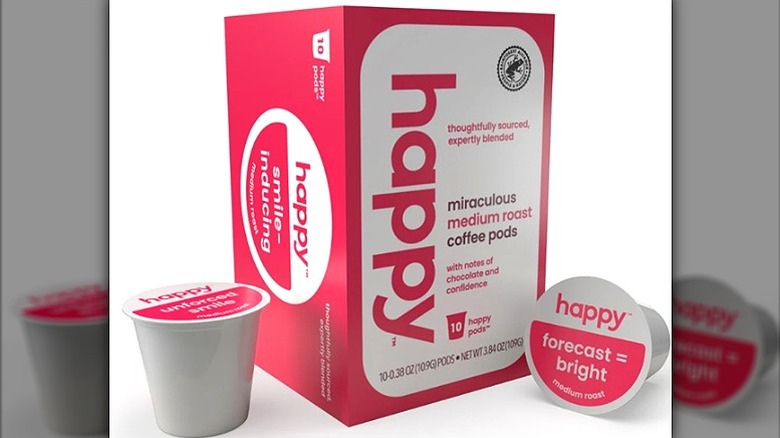 box of Happy Coffee Miraculous Medium Roast with two pods