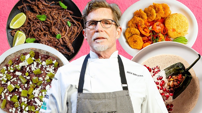 Rick Bayless with dishes