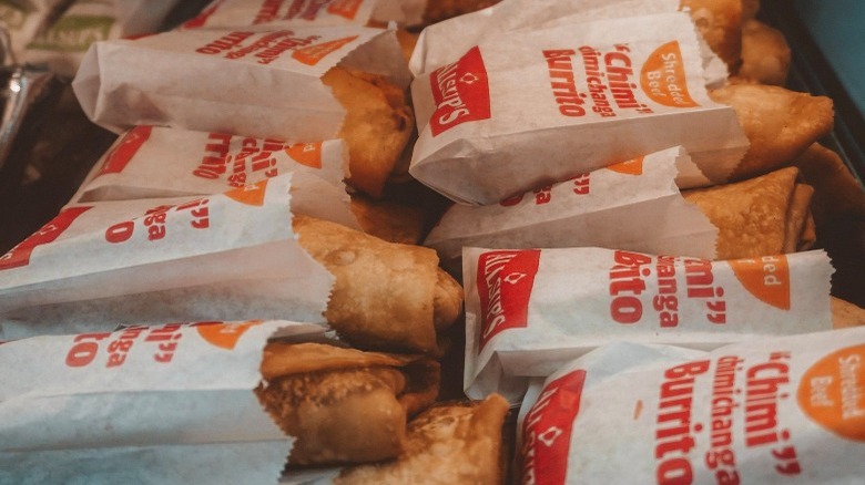 Allsup's chimichangas in paper wrappers