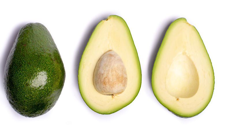 shiny avocado and halves