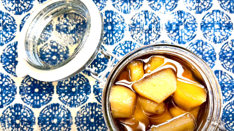 Stem ginger in jar