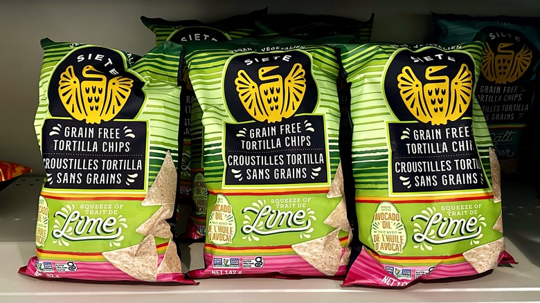 Siete lime chips on shelf