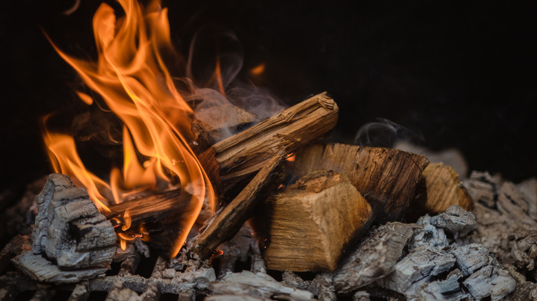 Smoking barbecue with wood