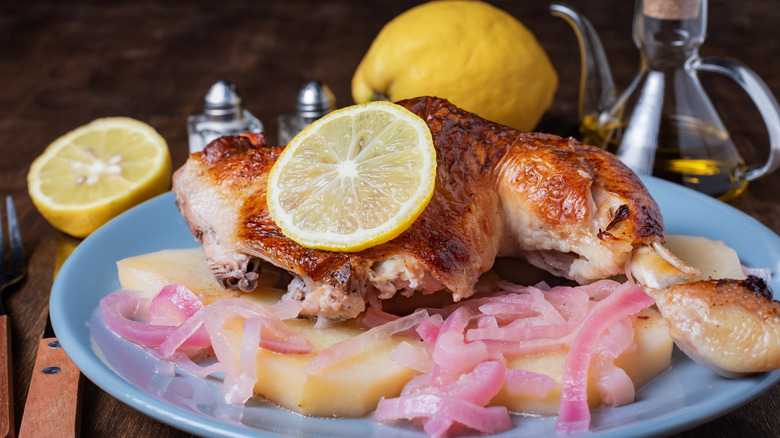 lemon wheel on chicken