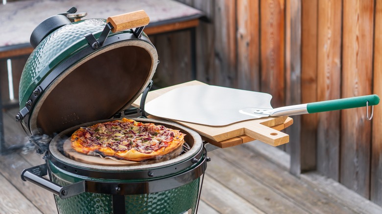 Pizza on a grill