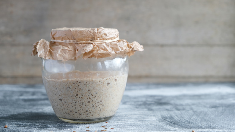 Jar of sourdough starter