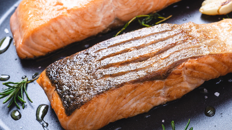 Seared salmon with rosemary