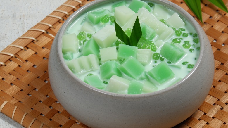 Ceramic bowl with jelly cubes