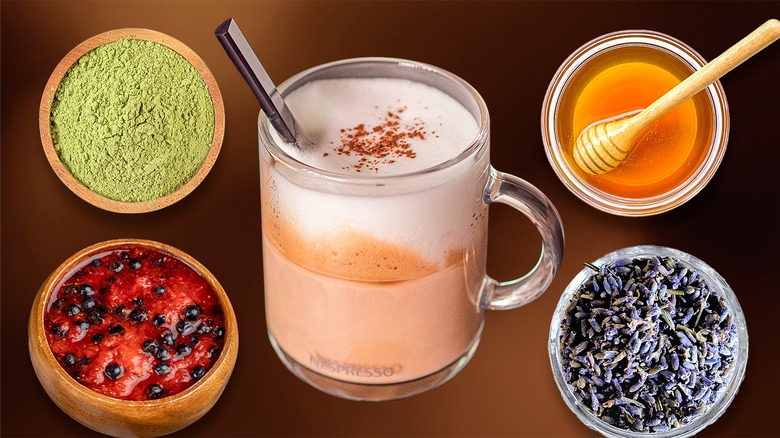 Coffee with ingredients next to it