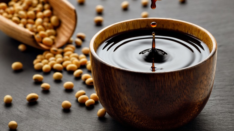 bowl of soy sauce