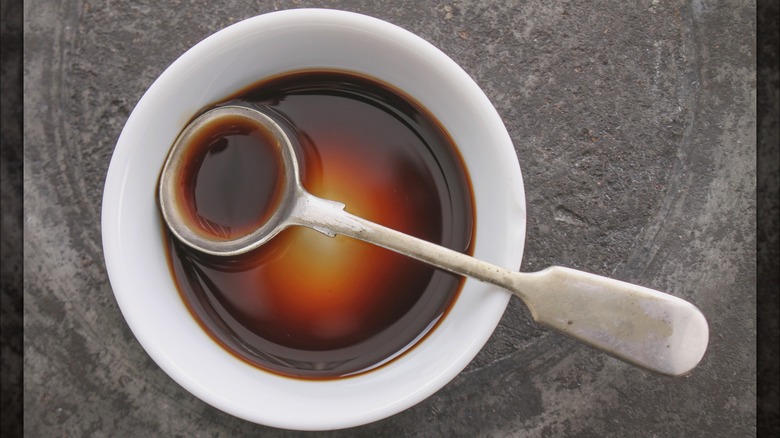 Bowl of Worcestershire sauce