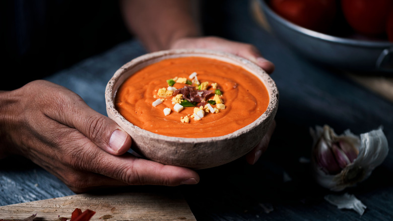 Soup with an egg topping