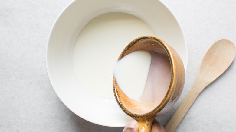 Evaporated milk in bowl