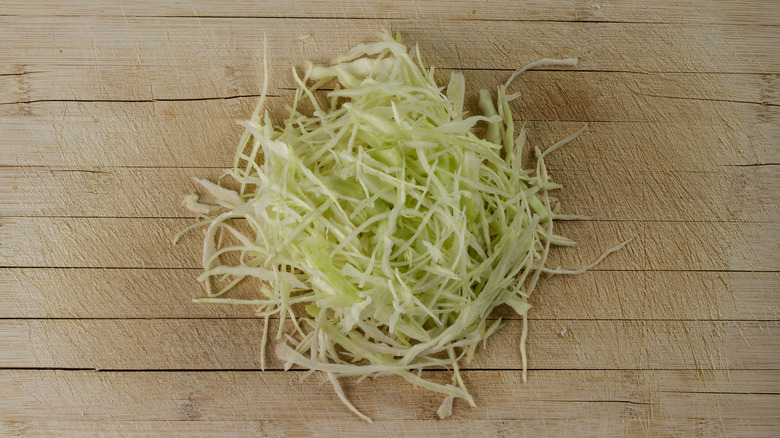 Shredded green cabbage