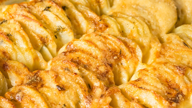 Close-up of scalloped potatoes