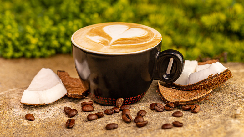 cup of coffee with coconut