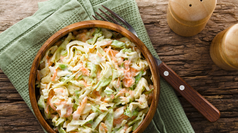 Bowl of homemade coleslaw