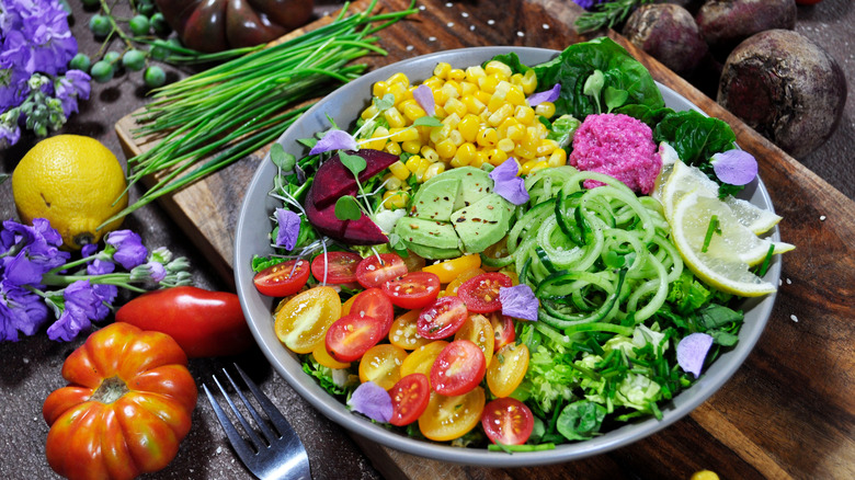 Colorful salad with vegetables