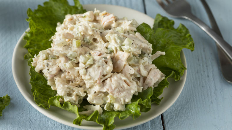 Chicken salad on plate