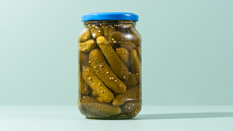 jar of pickles in brine