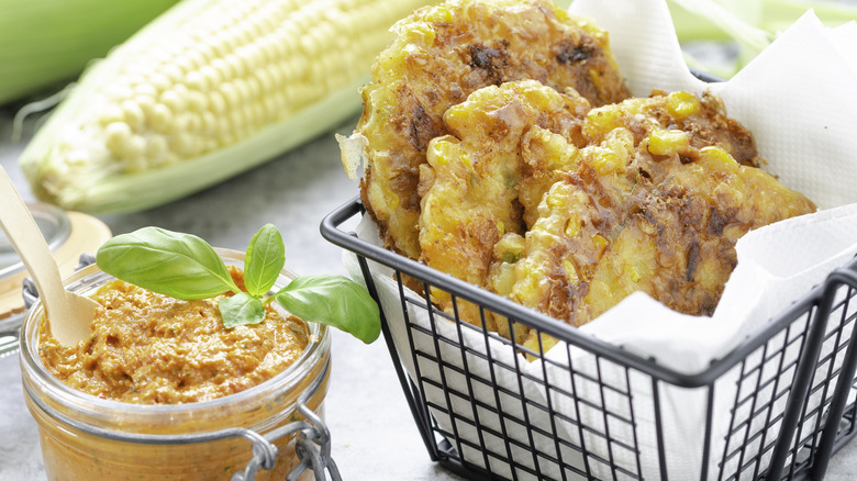 basket of cornbread fritters