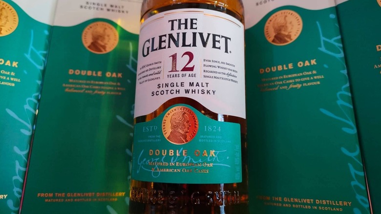 closeup of Glenlivet 12 bottle