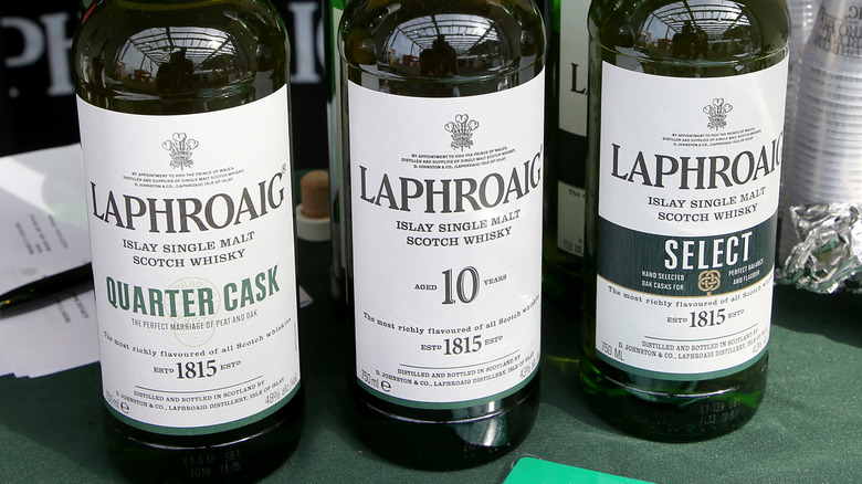 three bottles of Laphroaig