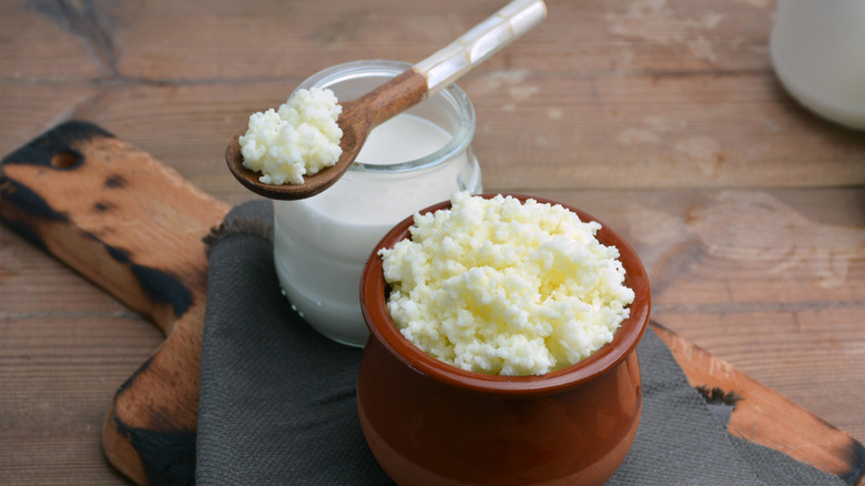 kefir grains in crockery