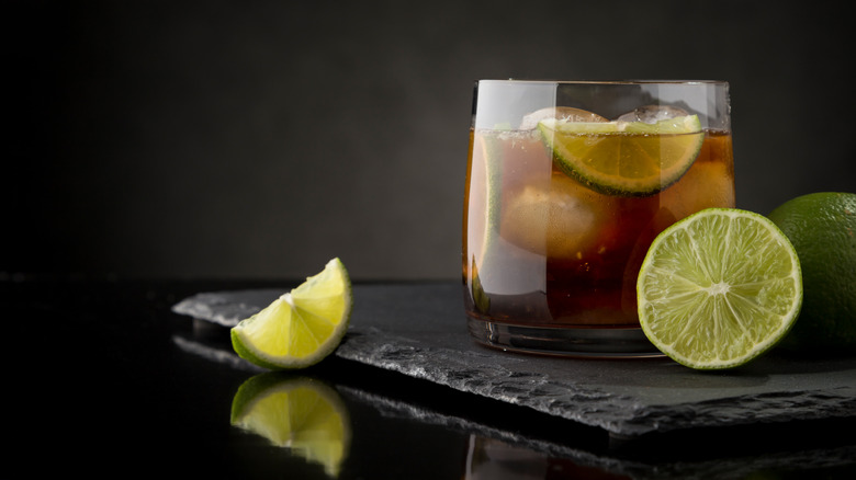 cuba libre cocktail and lime