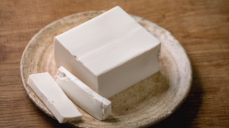 Silken tofu on a plate