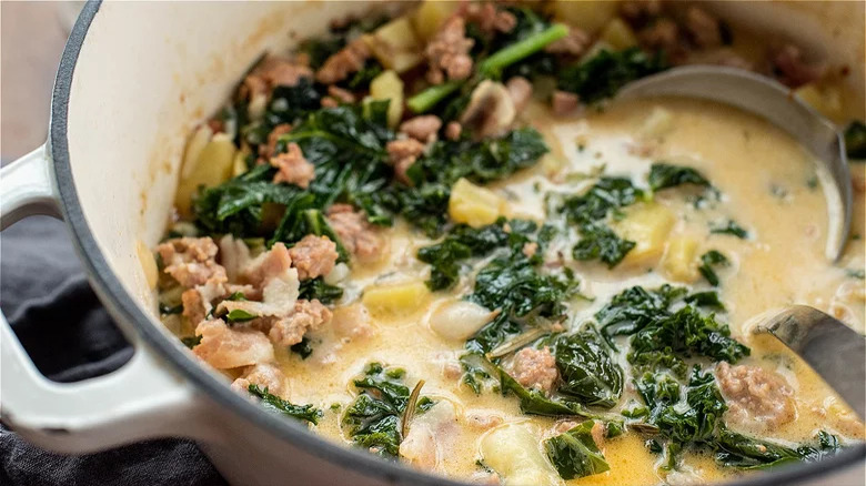 Pot of zuppa Toscana