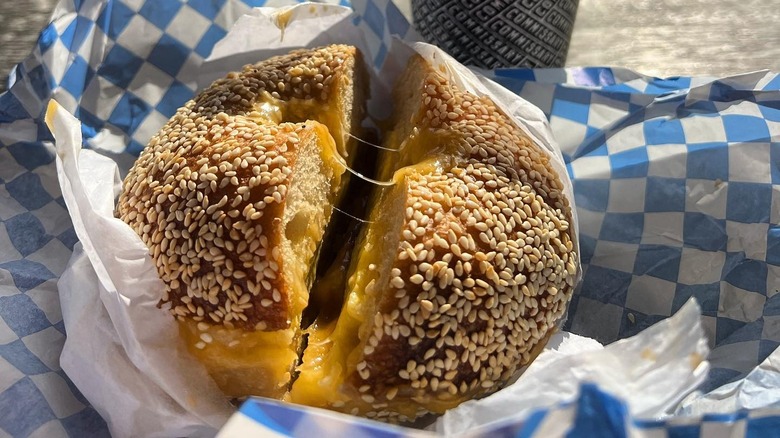 Sesame bagel sandwich