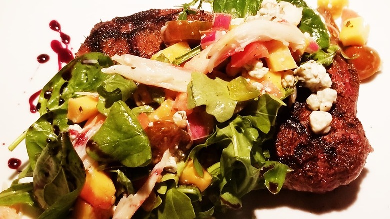 Blackened ribeye and spinach salad